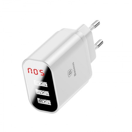 Baseus Mirror Digital Wattage Display 3X USBTravel Adapter 33W